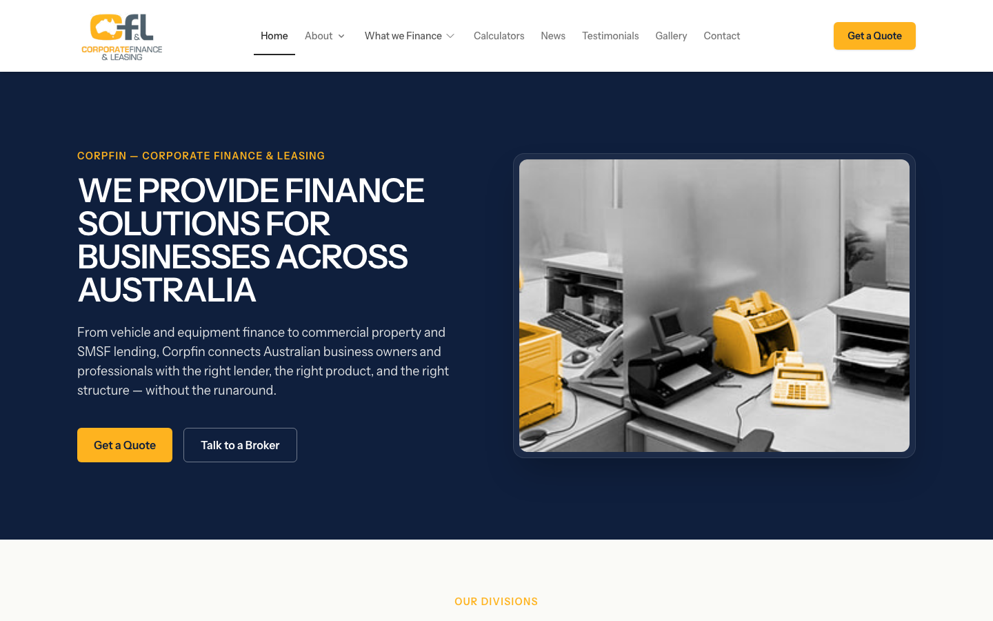 Corpfin — client website by Venture Drake