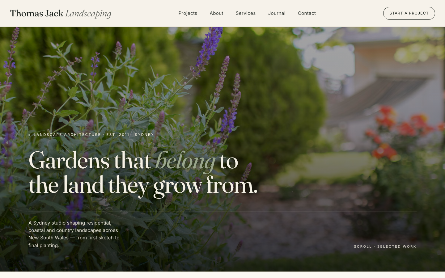 Thomas Jack Landscaping — client website by Venture Drake